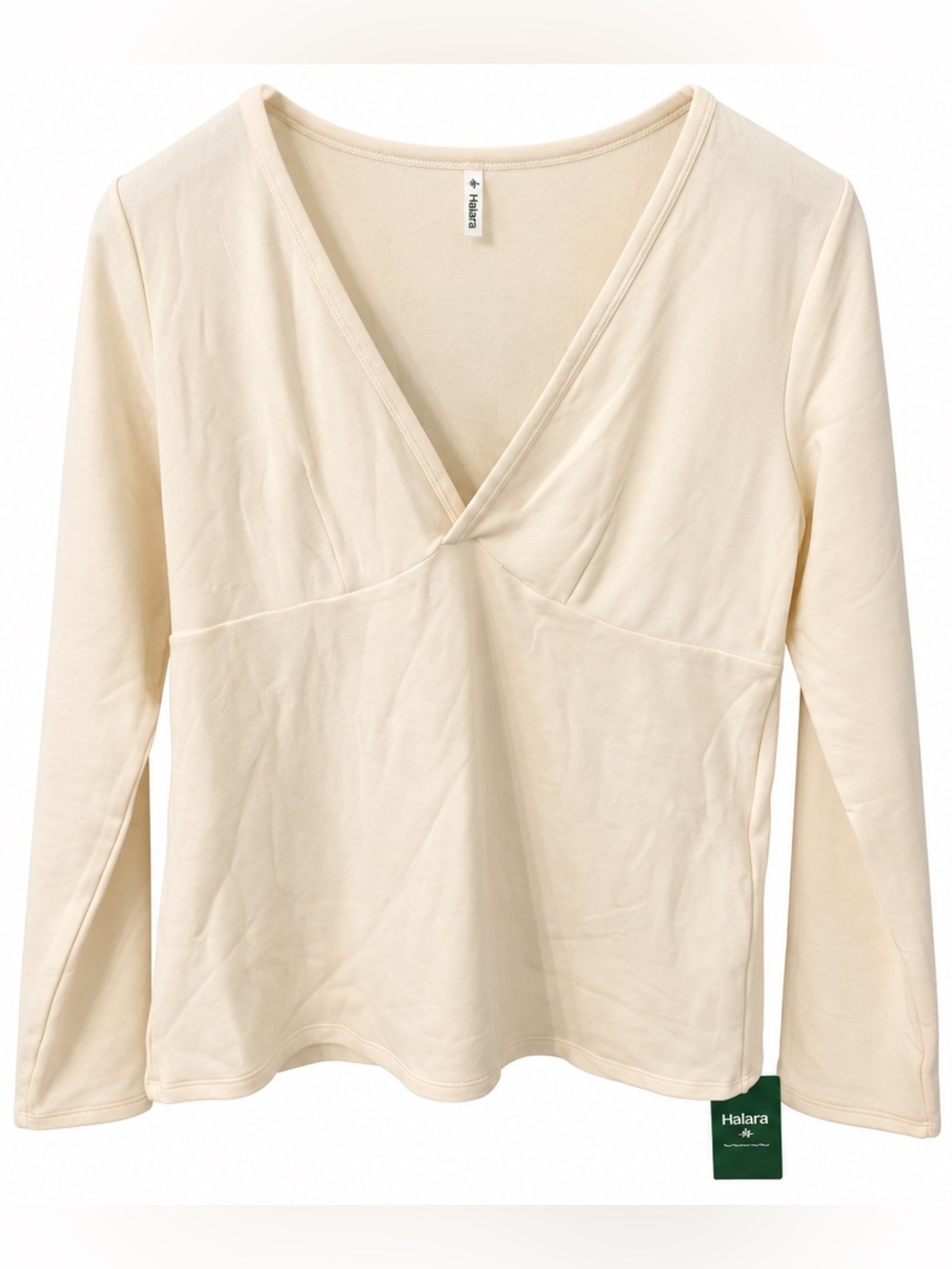Halara V-neck Long Sleeve Casual Top Cream
